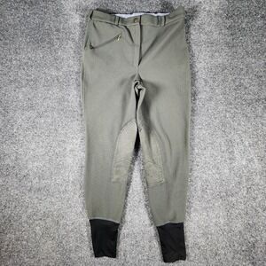 Tuff Rider Ribbed Knee Patch Breeches Ladies Size 32 Gray Front Zip Equestrian